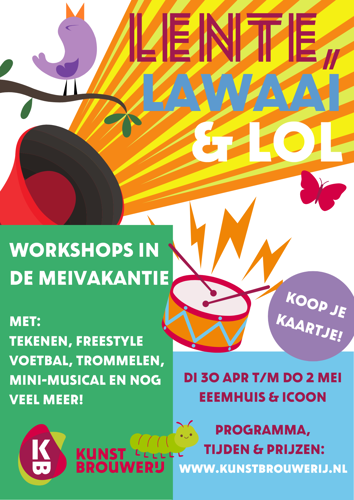 Affiche Workshops Kunstbrouwerij meivakantie 2024